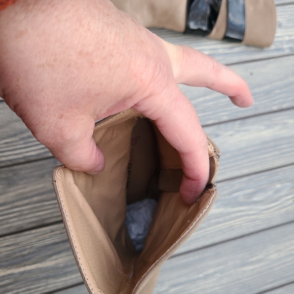 Taupe Tan Black Stiletto Ankle Booties - Picture 7 of 9